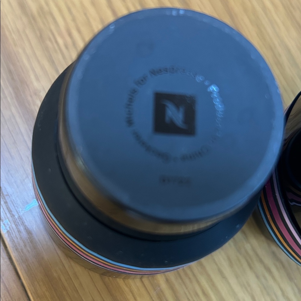 Nespresso Black Cups with Vibrant Stripes set of 2 new in 2017 holiday gift - Picture 4 of 4